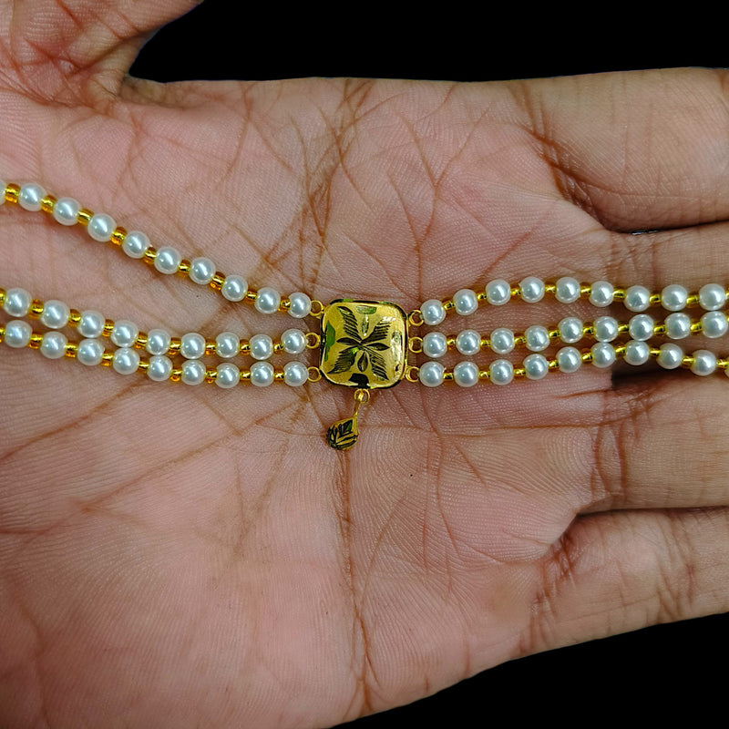 GMC9K- (WGT: 0.230 GM APPROX) BIS CERTIFIED HUID HALLMARK 375 9KT GOLD MOTI CHOKER 1 PIECE WITH ADJUSTABLE TASSEL FOR GIFT IN MARRIAGE.