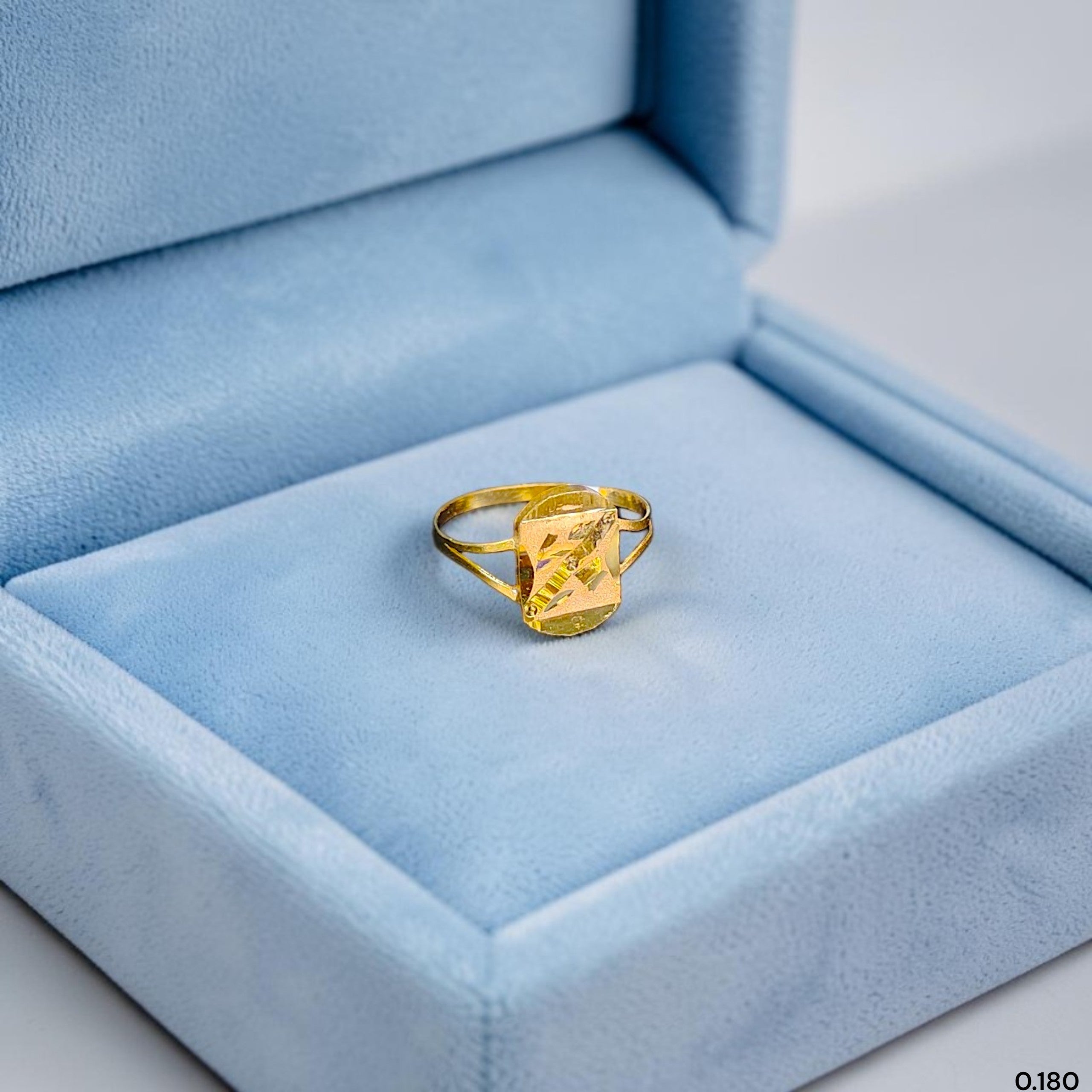 BABY JEWELLERY- TRJ WGT: 0.180 GM APPROX 375 9KT HUID HALLMARK GOLD BABY FINGER RING 1 PIECE FOR RICE CEREMONY & BIRTHDAY.(DI33MD)