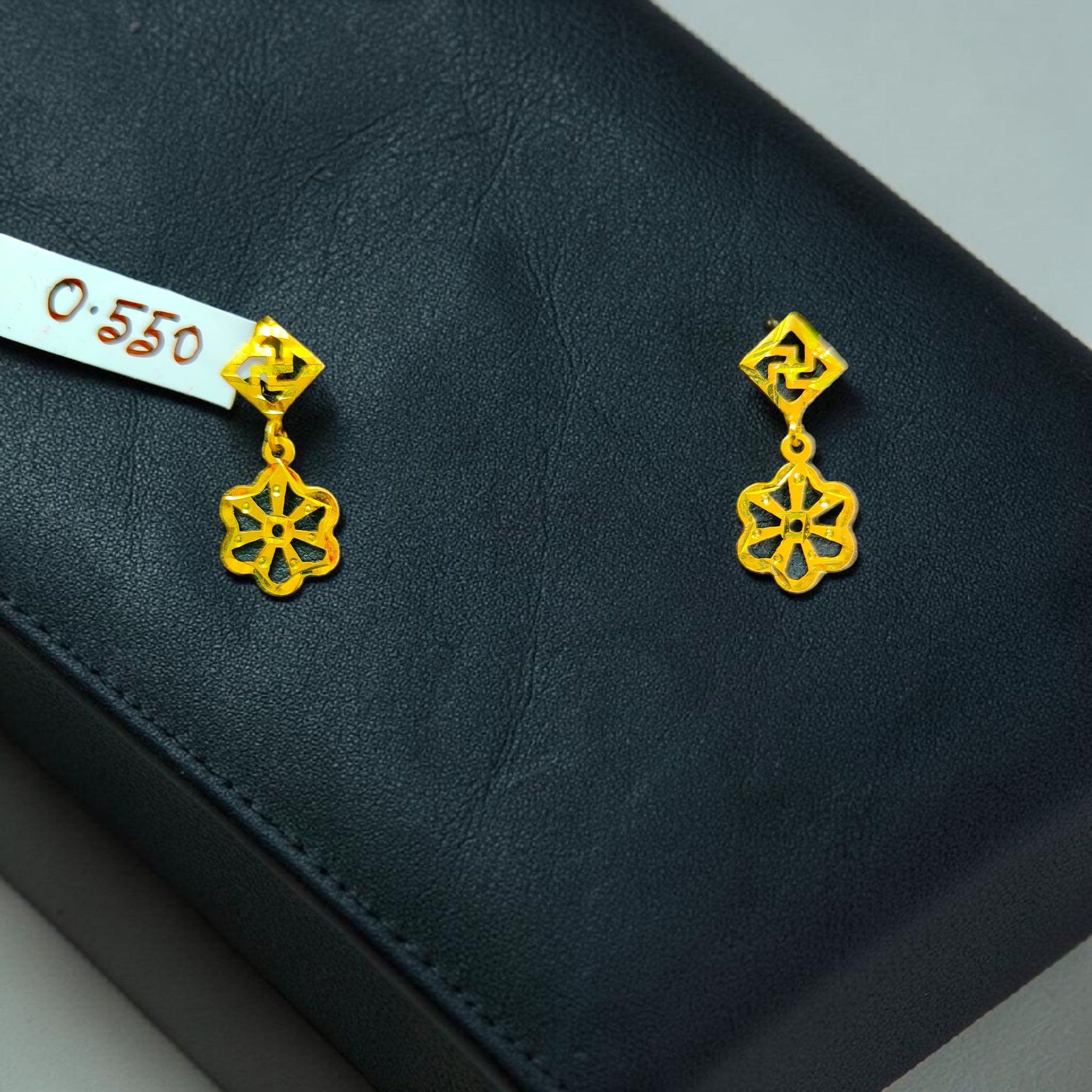 GOLD EARRINGS- (WGT: 0.550 GM APPROX) BIS CERTIFIED HUID HALLMARK 9KT GOLD EARRINGS 1 PAIR FOR WOMEN (BEST FOR GIFT IN MARRIAGE).