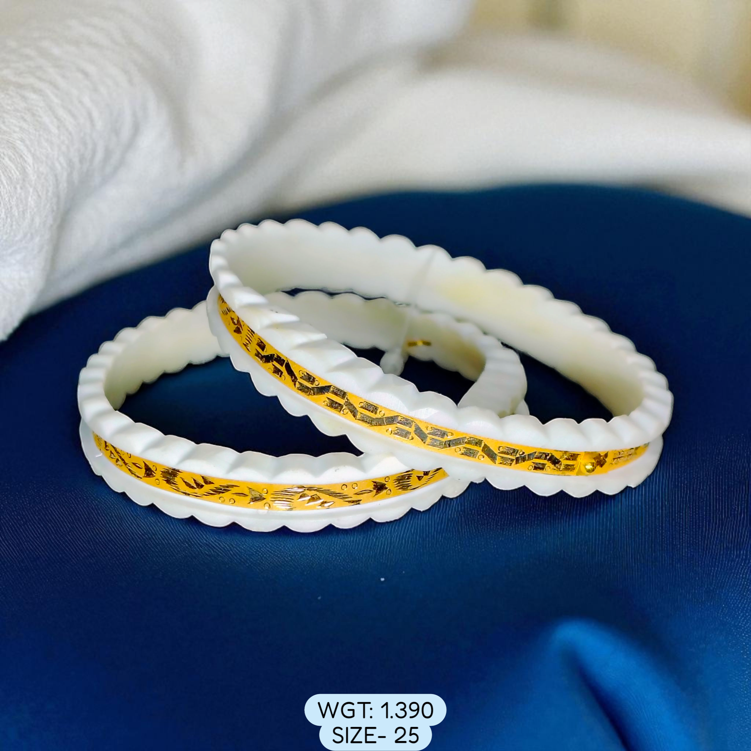 (GSB22) TRJ (SIZE: 25) WGT: 1.390 GM APPROX HUID HALLMARK 22KT GOLD SAKHA BADHANO BANGLES 1 PAIR DESIGN FOR REGULAR USE.