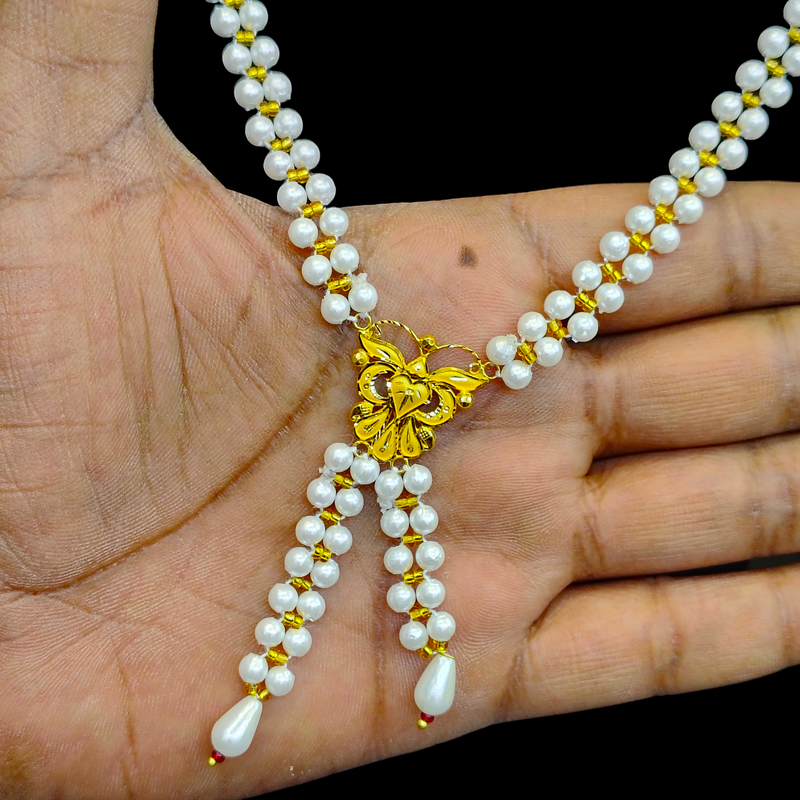 GMP22K- BIS CERTIFIED WGT: O.780 GM APPROX HUID HALLMARK 916 22KT GOLD MOTI TIE CHAIN 1 PIECE FOR WOMEN.