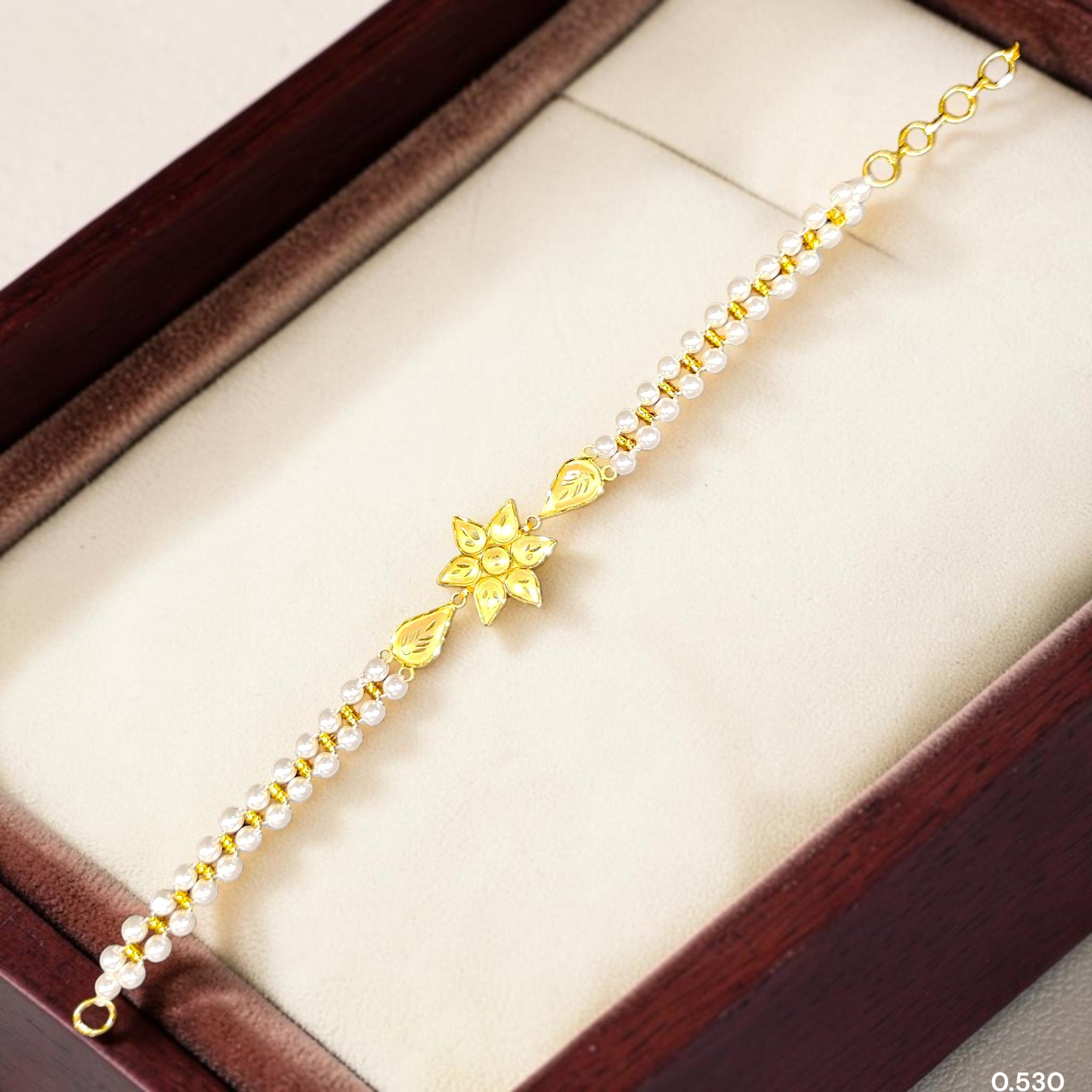 GOLD WRISTLET- (WGT: 0.530 GM APPROX) BIS CERTIFIED HUID HALLMARK 375 9KT GOLD WRISTLET (BRACELET) WITH MOTI CHAIN FOR WOMEN (ADJUSTABLE SIZE).