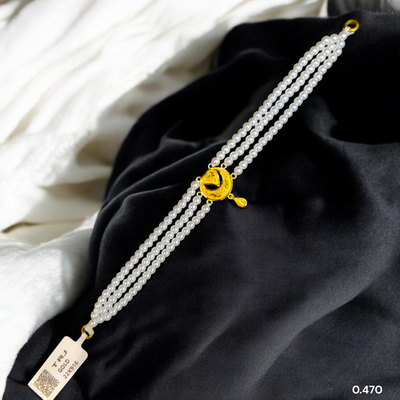 PEARL CHOKER- CERTIFIED BIS HUID HALLMARK 916 22KT GOLD MOTI CHOKER 1 PIECE (WGT:0.470 GM) WITH ADJUSTABLE TASSEL FOR GIFT IN MARRIAGE.