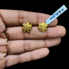GOLD TOPS- (7PGMMX)-(59ANCU) (WGT: 0.670 GM APPROX) BIS CERTIFIED HUID HALLMARK 375 9KT GOLD TOPS 1 PAIR BEST FOR MARRIAGE GIFT.