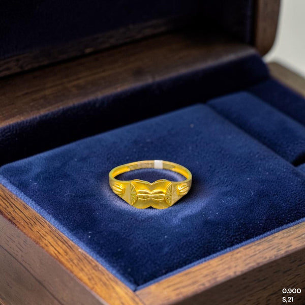 GENTS RING- TRJ (SIZE:21) WGT: 0.900 GM APPROX BIS CERTIFIED HUID HALLMARK 375 9KT GOLD FINGER RING FOR MEN 1 PIECE.