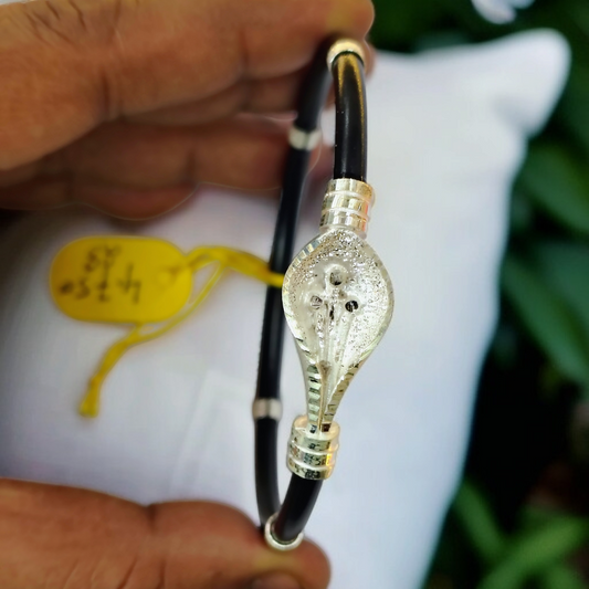TRJ BLACK FLORAL2 DESIGN 925 ORIGINAL SILVER NOA BANGLES FOR WOMEN 1 PIECE - SOLD AS MRP BY RAJLAXMI.