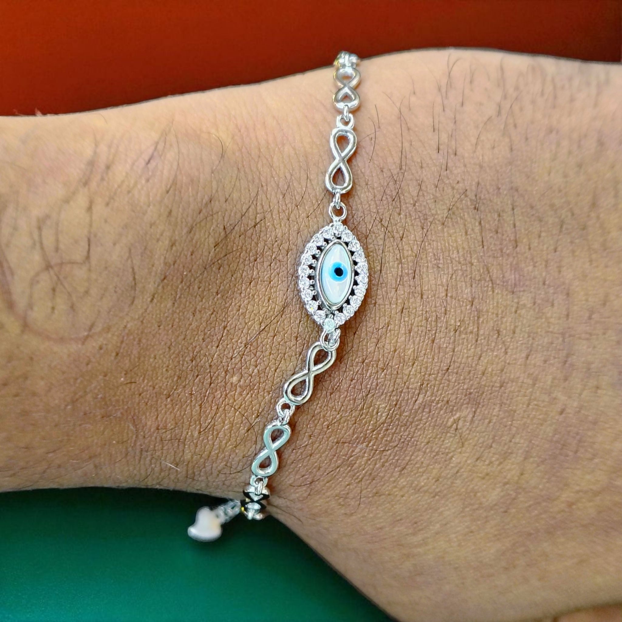 EVIL EYE BANKOK IMPORTED BIS CERTIFIED HALLMARK 925 SILVER BRACELET FOR WOMEN 1 PIECE- (ADJUSTABLE FREE SIZE) GET ANY DESIGN AS PER AVAILABLITY (SOLD ON MRP)