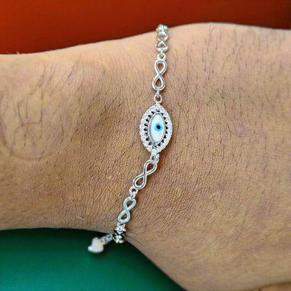 EVIL EYE BANKOK IMPORTED BIS CERTIFIED HALLMARK 925 SILVER BRACELET FOR WOMEN 1 PIECE- (ADJUSTABLE FREE SIZE) GET ANY DESIGN AS PER AVAILABLITY (SOLD ON MRP)