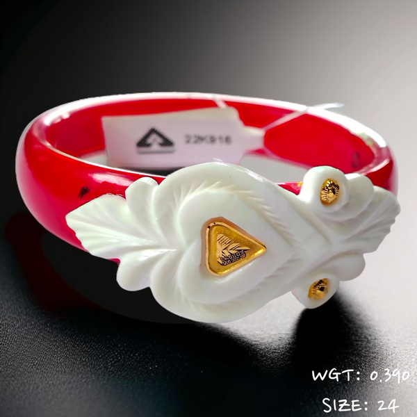 TILOTAMA SAKHA POLA (SIZE: 24) WGT: 0.390 GM APPROX. HUID HALLMARK 22KT GOLD POLA BANGLES 1 PIECE FOR GIFTING.(NP)