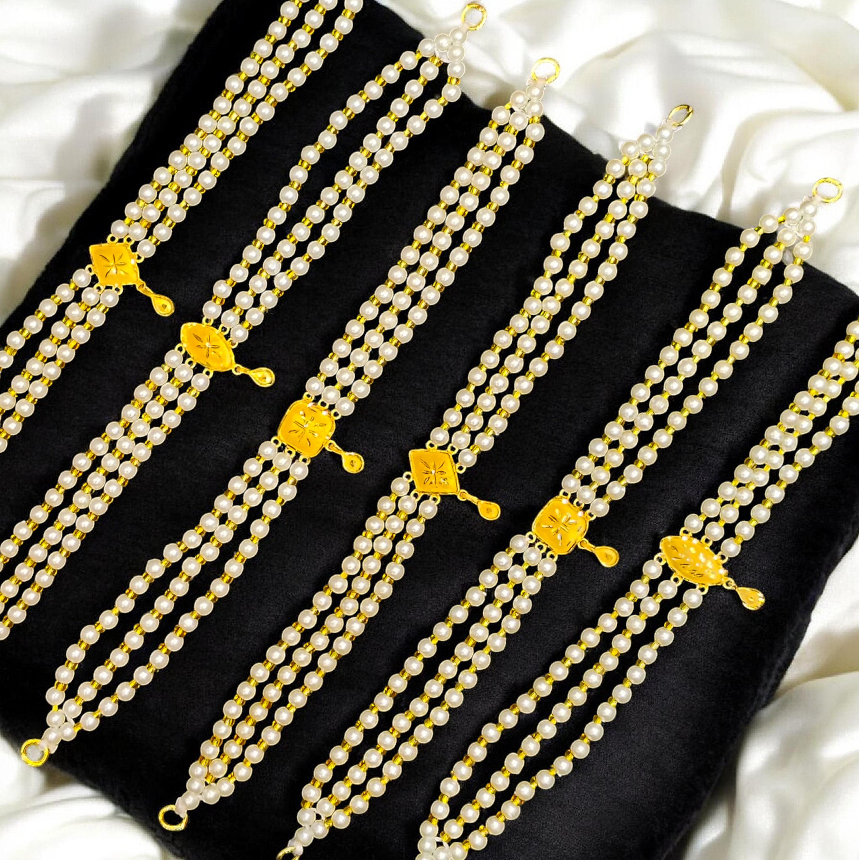 PEARL CHOKER - WGT: 0.170 - 0.200 GM APPROX KDM GOLD MOTI CHOKER 1 PIECE WITH ADJUSTABLE TASSEL FOR GIFT PURPOSE (50 TONCH) GET ANY DESIGN AS PER AVAILABILITY.