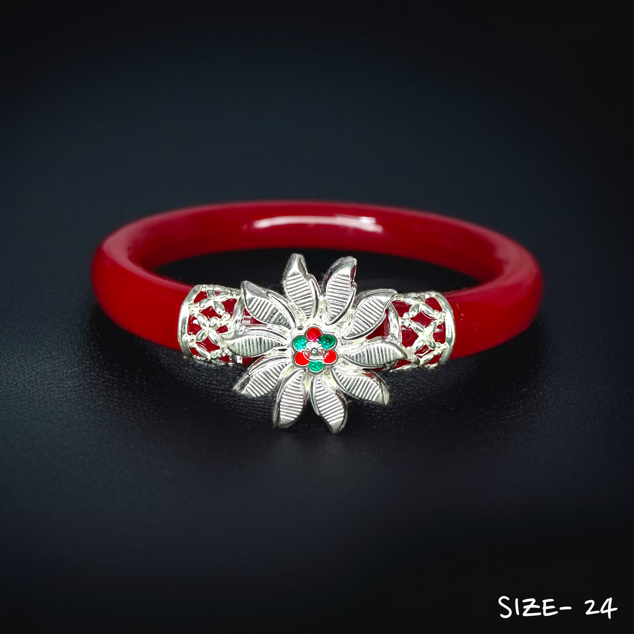 (SPB) (SIZE- 24) 925 ORIGINAL SILVER MUKH POLA BANGLES FOR WOMEN 1 PC - SOLD AS MRP BY RAJLAXMI.