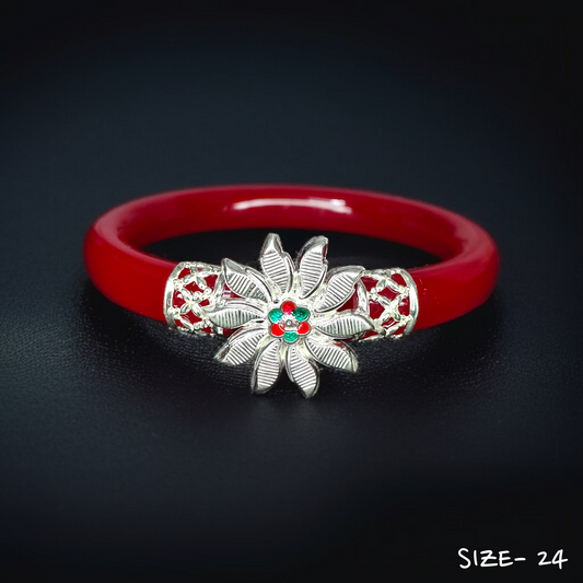 (SSP) (SIZE- 24) 925 ORIGINAL SILVER MUKH POLA BANGLES FOR WOMEN 1 PC - SOLD AS MRP BY RAJLAXMI.