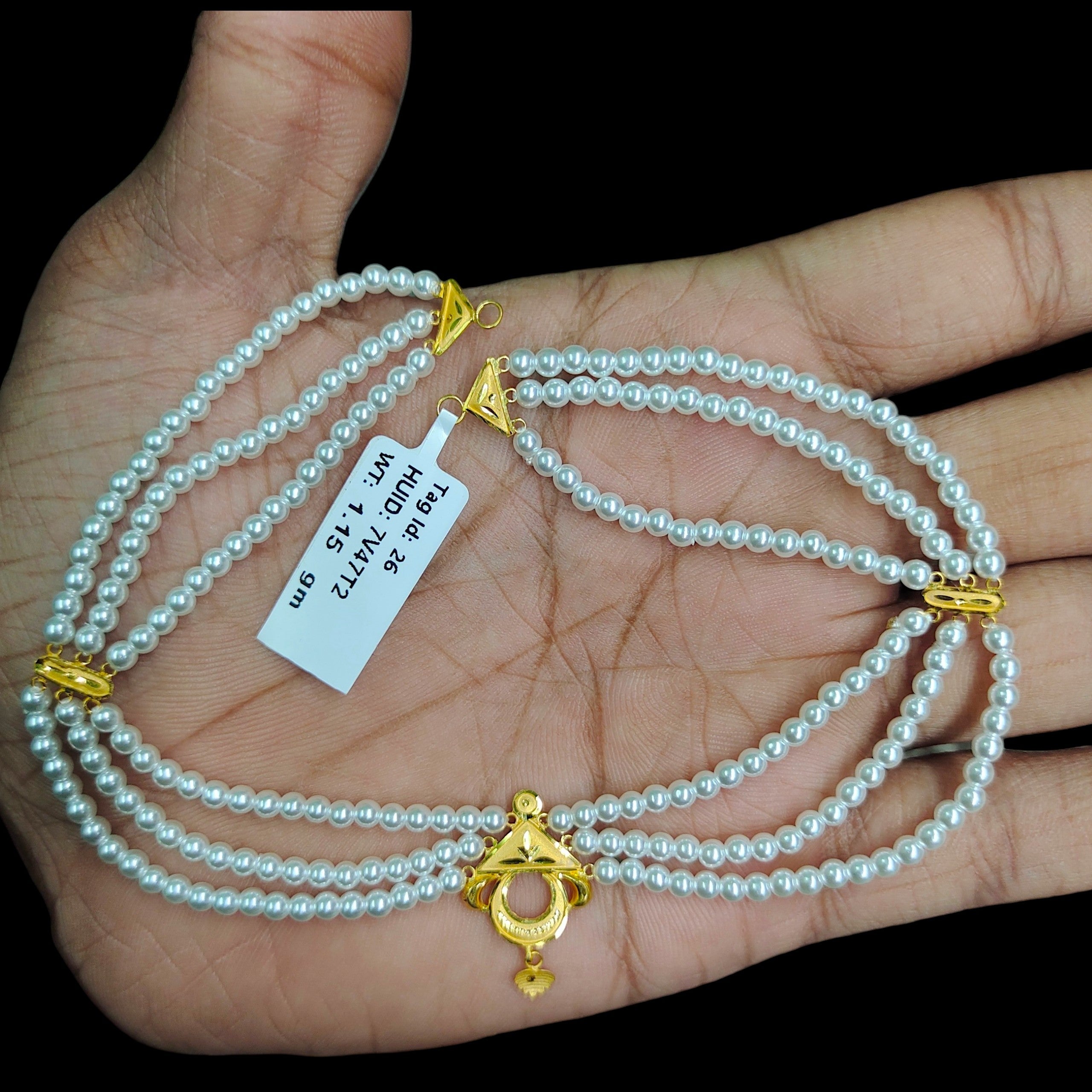 GOLD MOTI HAR- (WGT: 1.150 GM APPROX) CERTIFIED BIS HALLMARK HUID 22KT GOLD MOTI NECKLACE 1 PIECE WITH ADJUSTABLE TASSEL.