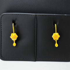(GREAT FREEDOM OFFER) FLOWER DESIGN (50 TONCH) KDM GOLD EAR TOPS (CEPTIPIN HOOK) FOR TEENAGER 1 PAIR APPROX WGT: 0.380 GM.
