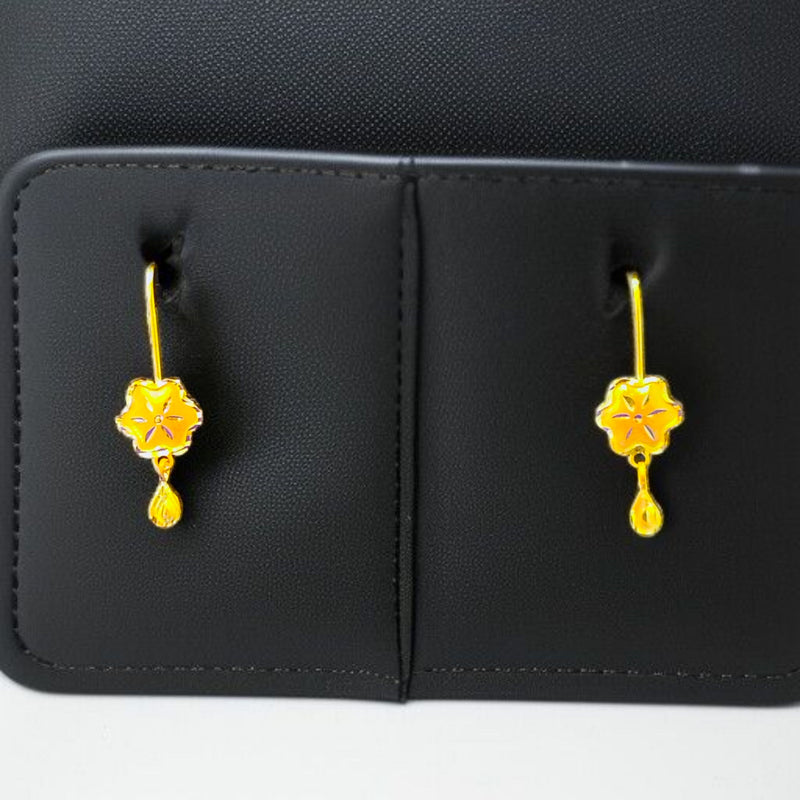 (GREAT FREEDOM OFFER) FLOWER DESIGN (50 TONCH) KDM GOLD EAR TOPS (CEPTIPIN HOOK) FOR TEENAGER 1 PAIR APPROX WGT: 0.380 GM.