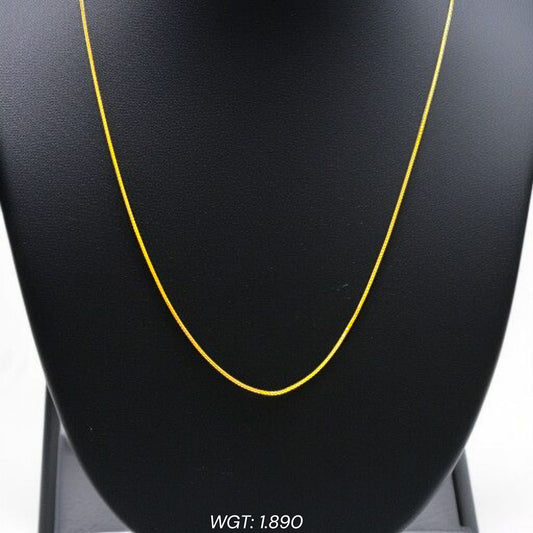 GCN- (SUPER BOX DESIGN) BIS CERTIFIED TRJ WGT: 1.890 GM APPROX HUID HALLMARK 22KT GOLD CHAIN (16 INCH) 1 PIECE FOR BABY.