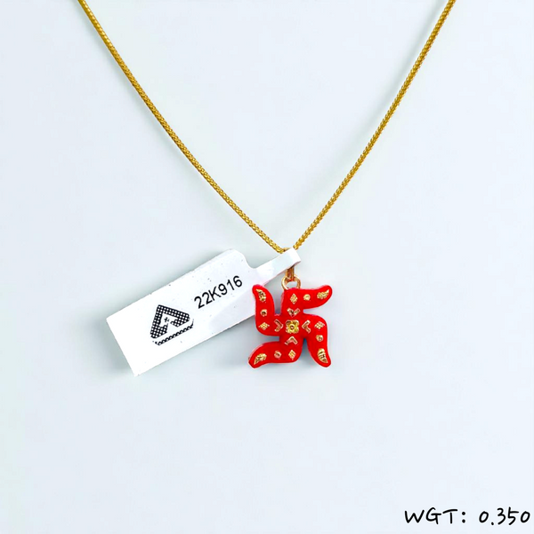 CERTIFIED BIS HUID HALLMARK 916 22KT GOLD POLA PENDANT LOCKET (WGT: 0.350 GM APPROX) 1 PIECE WITH ADJUSTABLE TASSEL (CHAIN NOT INCLUDED)