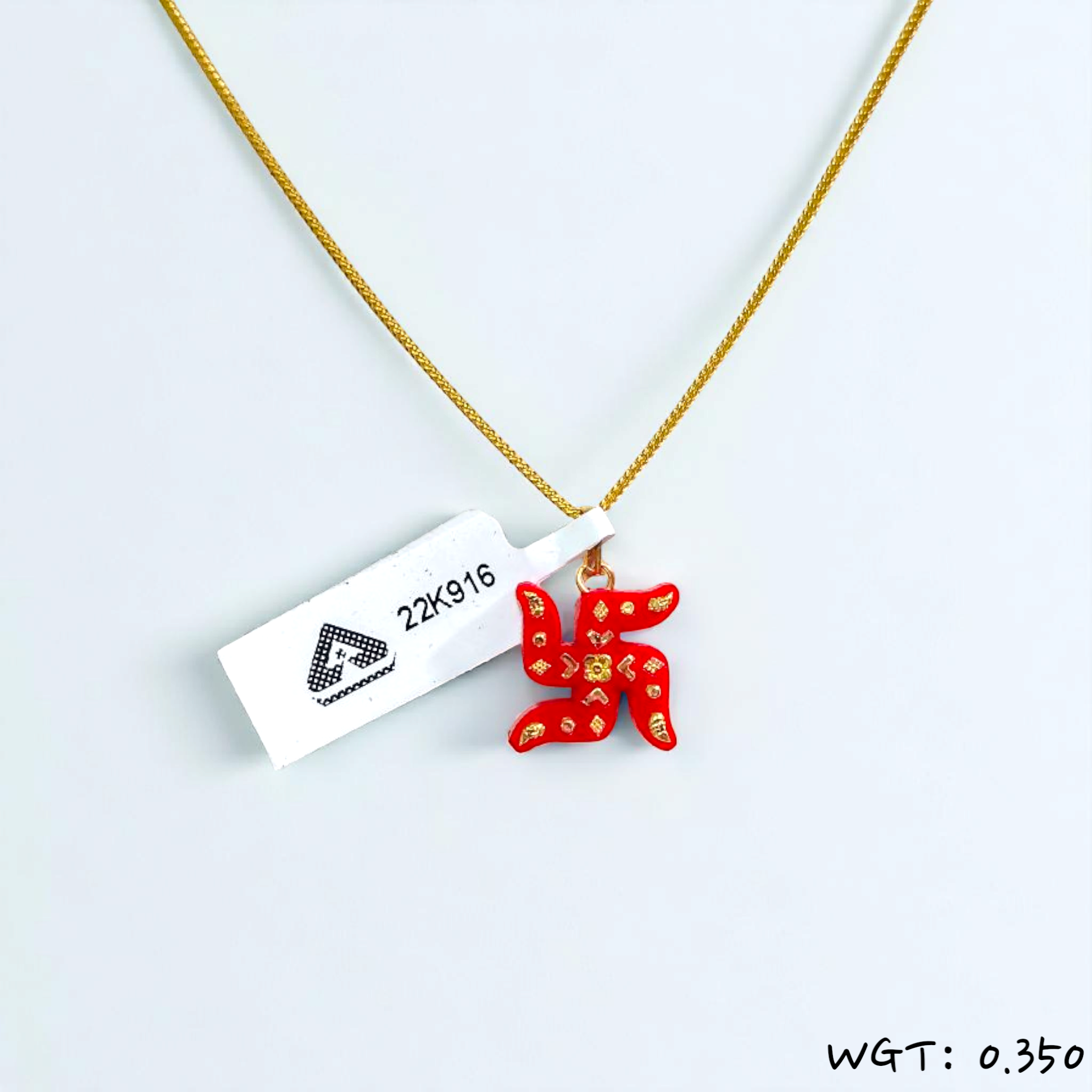 (GPL) CERTIFIED BIS HUID HALLMARK 916 22KT GOLD POLA PENDANT LOCKET (WGT: 0.350 GM APPROX) 1 PIECE WITH ADJUSTABLE TASSEL (CHAIN NOT INCLUDED)