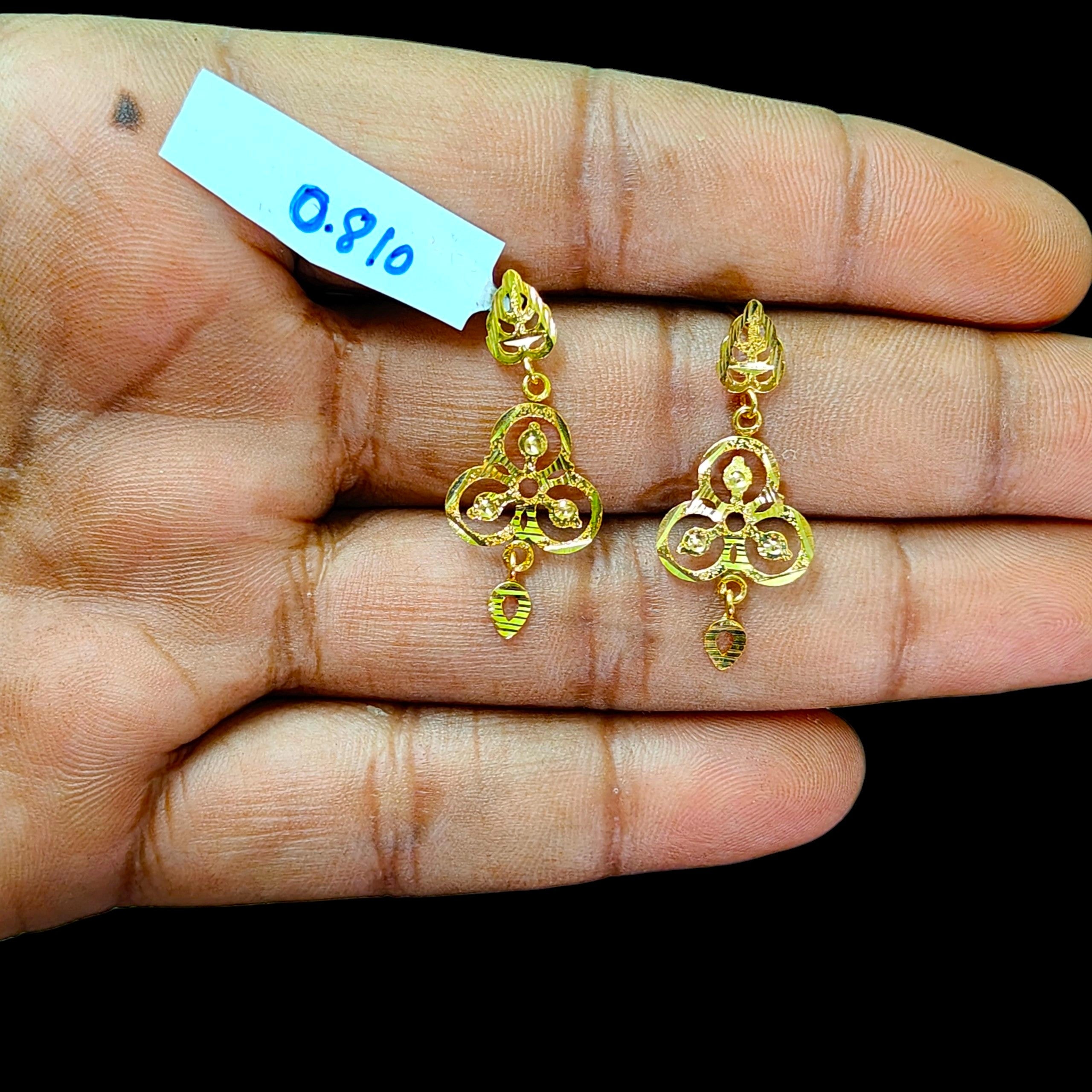 GOLD EARRINGS- (WGT: 0.810 GM APPROX) BIS CERTIFIED HUID HALLMARK 9KT GOLD EARRINGS 1 PAIR FOR WOMEN (BEST FOR GIFT IN MARRIAGE).