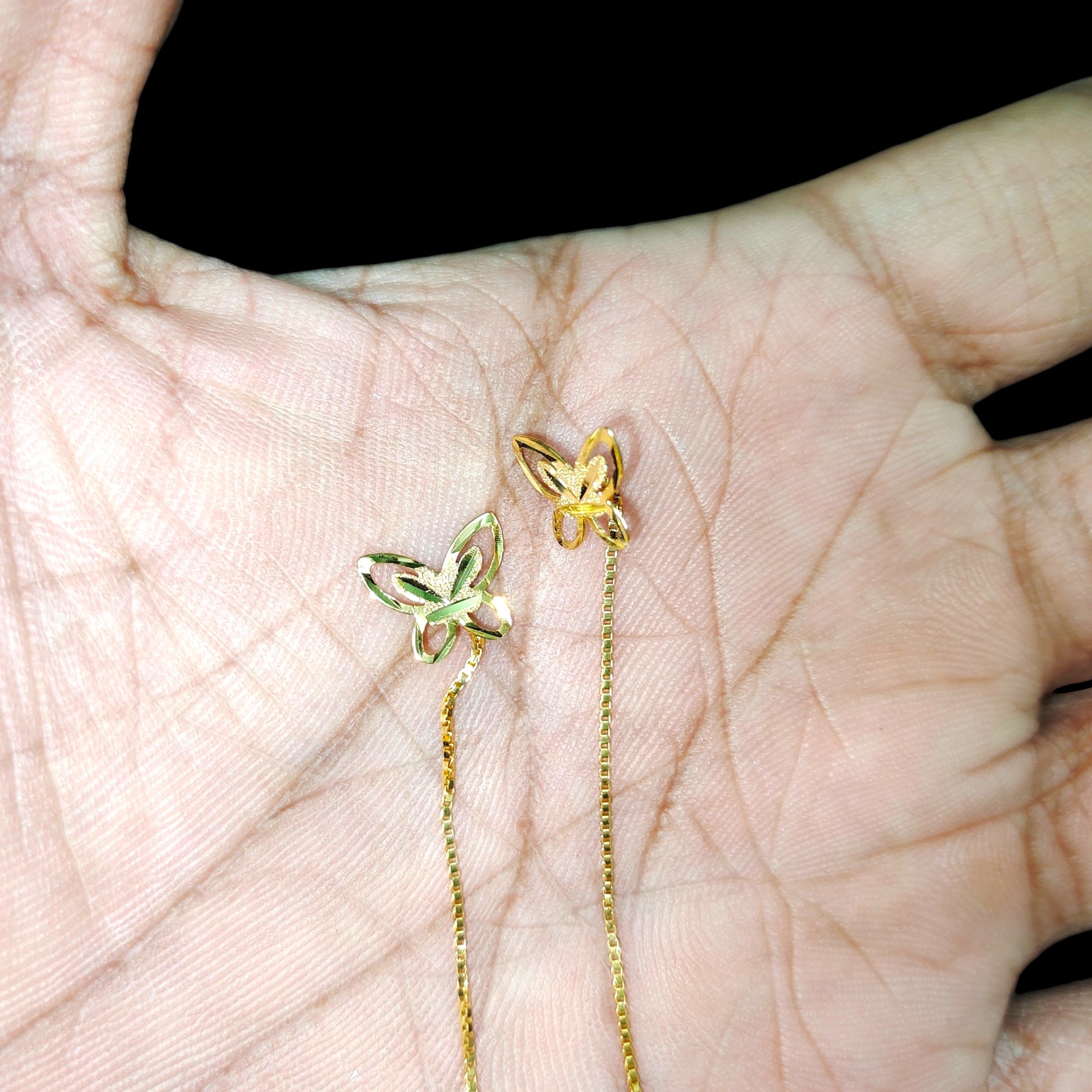 GOLD SUIDHAGA- (WGT: 0.630 GM APPROX) BIS CERTIFIED HUID HALLMARK 9KT GOLD SUIDHAGA EARRINGS (1 PAIR) FOR WOMEN.