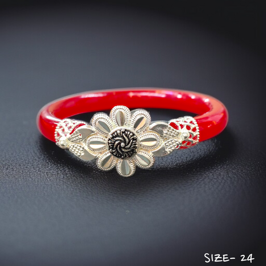 (SSP) (SIZE- 24) 925 ORIGINAL SILVER MUKH POLA BANGLES FOR WOMEN 1 PC - SOLD AS MRP BY RAJLAXMI.