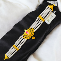 CERTIFIED BIS HUID HALLMARK 916 22KT GOLD MOTI CHOKER 1 PIECE (WGT:1.850 GM) WITH ADJUSTABLE TASSEL FOR GIFT IN MARRIAGE.