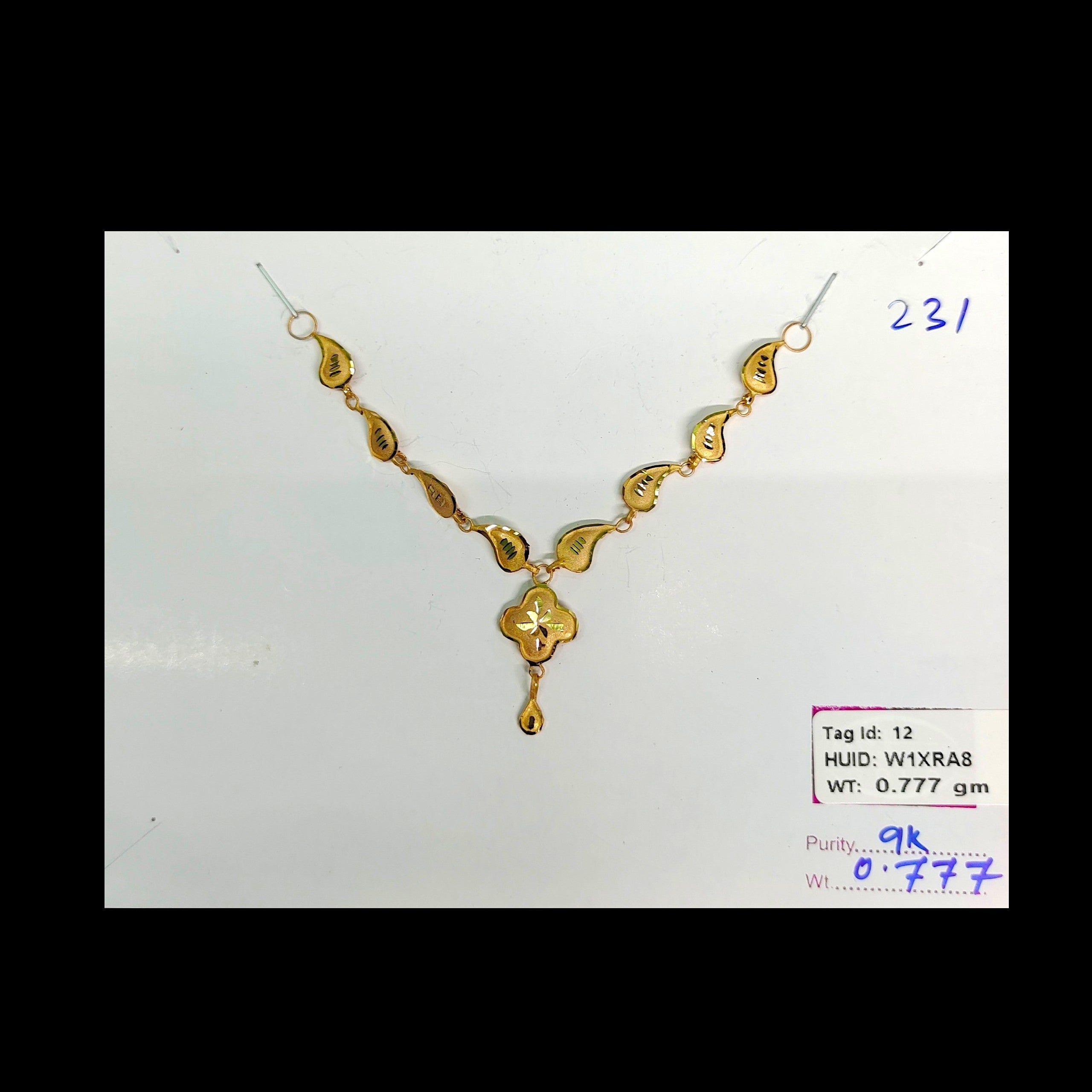 GOLD CHOKER NECKLACE-(WGT: 0.777 GM APPROX) BIS CERTIFIED HUID HALLMARK 9KT GOLD NECKLACE 1 PIECE FOR WOMEN.