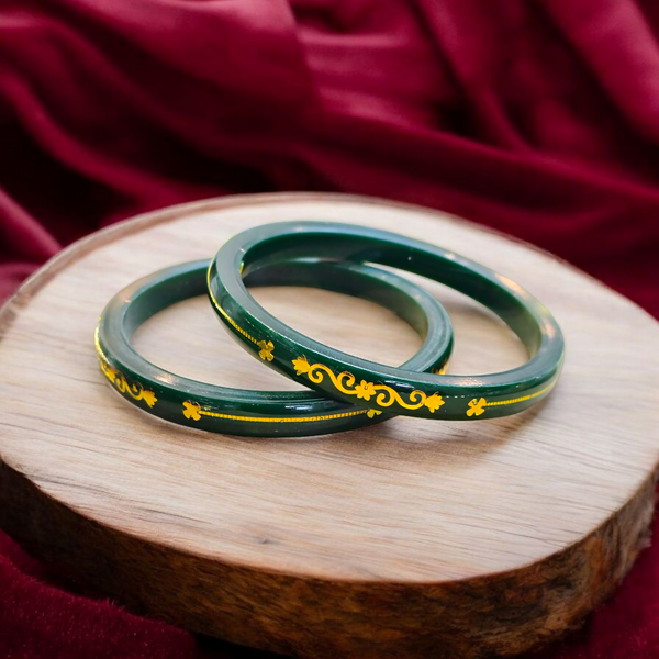 COURAGE GREEN (FACEBOOK VIRAL POLA) GOLDEN DETAILING LAMINATION POLA PATTERN DESIGN 1 PAIR FOR WOMEN - NON EXCHANGEABLE ITEM (GET ANY DESIGN AS PER AVAILABILITY)