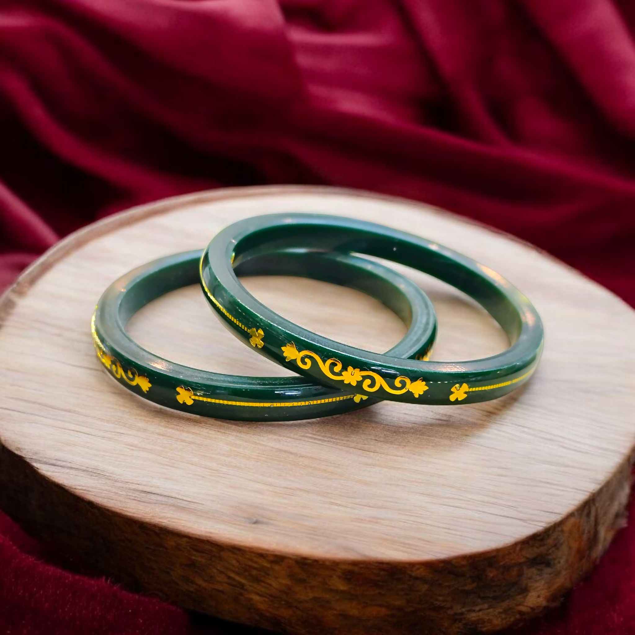 COURAGE GREEN (FACEBOOK VIRAL POLA) GOLDEN DETAILING LAMINATION POLA PATTERN DESIGN 1 PAIR FOR WOMEN - NON EXCHANGEABLE ITEM (GET ANY DESIGN AS PER AVAILABILITY)