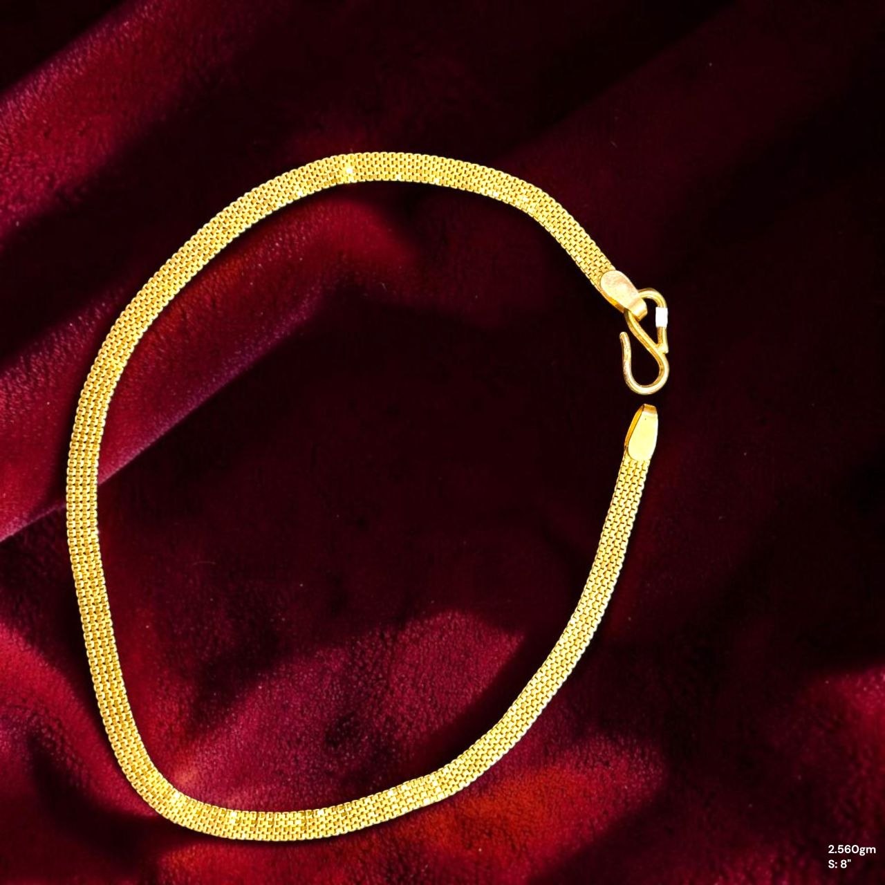 GOLD WRISTLET- 8" (WGT: 2.560 GM APPROX) BIS CERTIFIED HUID HALLMARK 375 9KT GOLD WRISTLET FOR GENTS.