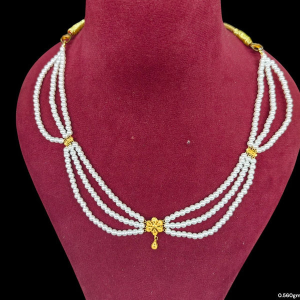GOLD MOTI HAR- (WGT: 0.560 GM APPROX) CERTIFIED BIS HALLMARK HUID 22KT GOLD MOTI NECKLACE 1 PIECE WITH ADJUSTABLE TASSEL.(MQQZI4)