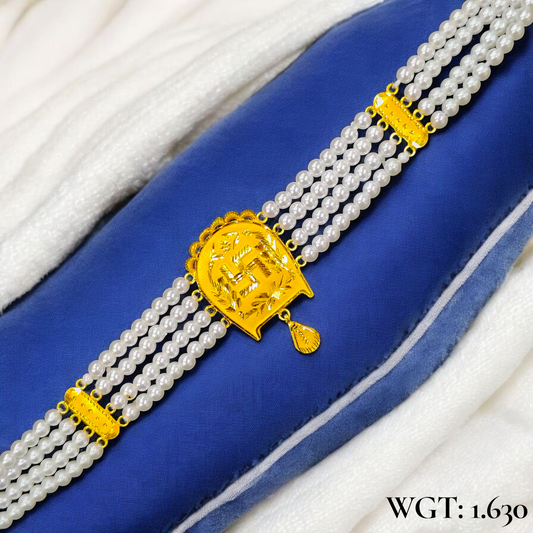 CERTIFIED BIS HUID HALLMARK 916 22KT GOLD MOTI CHOKER 1 PIECE (WGT:1.630 GM) WITH ADJUSTABLE TASSEL FOR GIFT IN MARRIAGE.