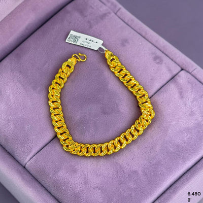 GOLD WRISLET- (XDMGNR)-(SIZE 9")-(WGT: 6.480 GM APPROX) BIS CERTIFIED HUID HALLMARK 9KT GOLD WRISTLET (BRACELET) 1 PIECE FOR MEN.