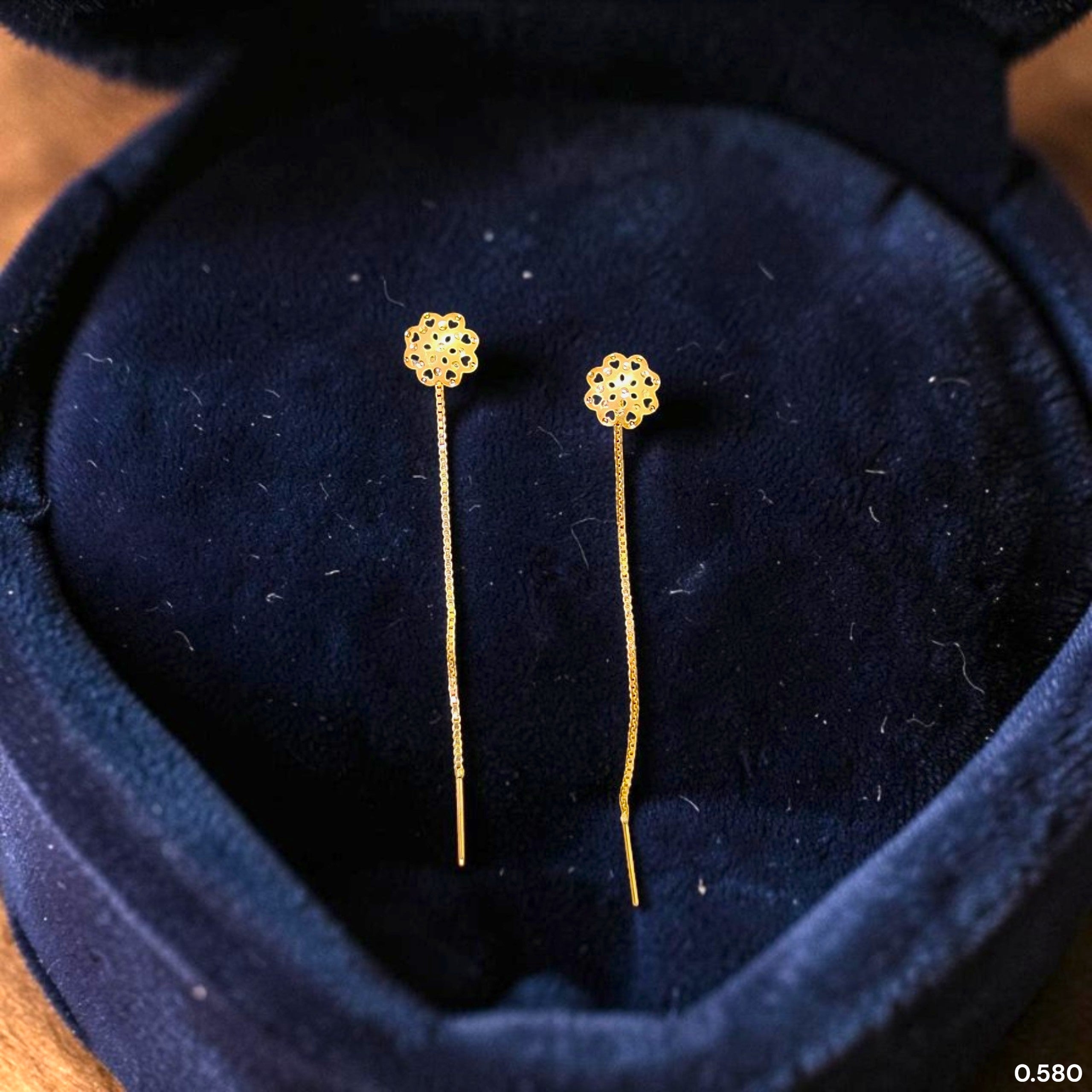GOLD SUIDHAGA- (WGT: 0.580 GM APPROX) BIS CERTIFIED HUID HALLMARK 9KT GOLD SUIDHAGA EARRINGS (1 PAIR) FOR WOMEN.