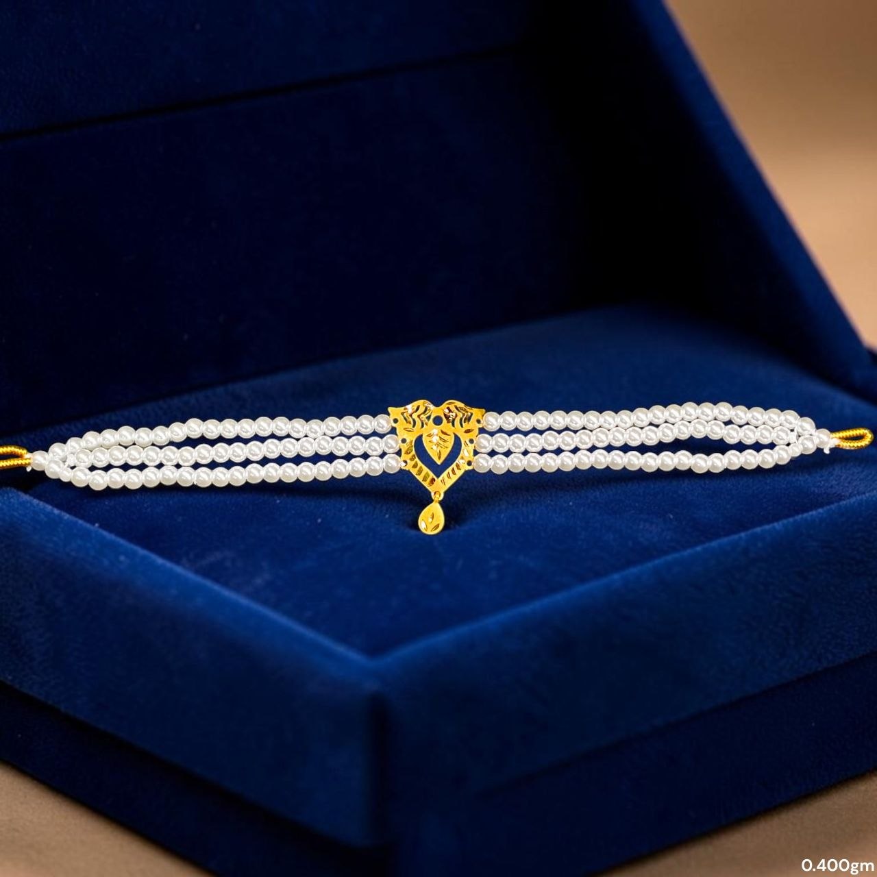 GMC22K- CERTIFIED BIS HUID HALLMARK 916 22KT GOLD MOTI CHOKER 1 PIECE (WGT: 0.400 GM) WITH ADJUSTABLE TASSEL FOR GIFT IN MARRIAGE.