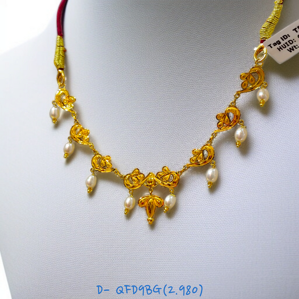 (GNC) RAJLAXMI D- QFD9BG WGT: 2.980 GM APPROX HUID HALLMARK 22KT GOLD NECKLACE 1 PIECE WITH ADJUSTABLE TASSEL.