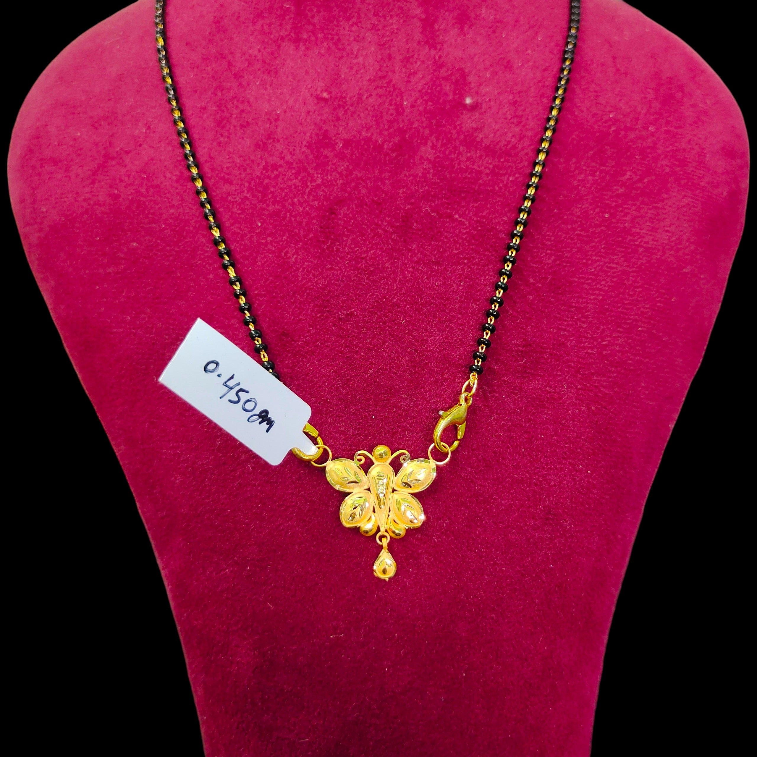 GOLD PENDANT- (WGT: 0.450 GM APPROX) BIS CERTIFIED HUID HALLMARK 375 9KT GOLD PENDANT FOR WOMEN 1 PIECE WITH FREE MANGALSUTRA & TASSEL.