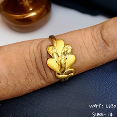 TRJ (SIZE: 14) WGT: 1.530 GM APPROX 22KT HUID HALLMARK GOLD RING FOR WOMEN 1 PIECE.