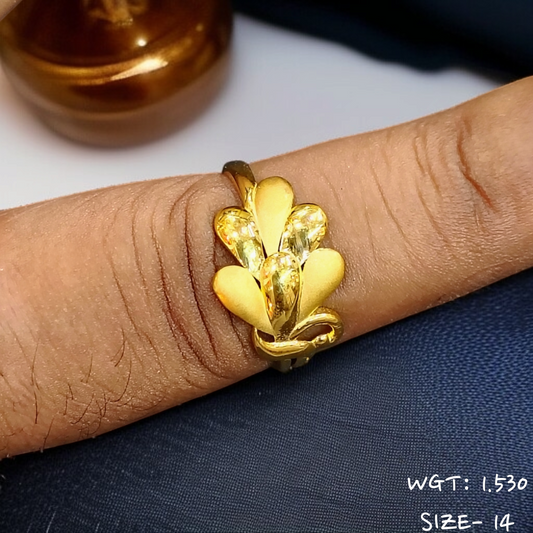TRJ (SIZE: 14) WGT: 1.530 GM APPROX 22KT HUID HALLMARK GOLD RING FOR WOMEN 1 PIECE.