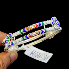 SILVER BANGLES- (SIZE 24 KHILEN) CERTIFIED BIS HALLMARK 925 SILVER BANGLE (MANIPUR DESIGN) APPROX WGT: 22.660 GM (1 PIECE) FOR REGULAR USE FOR WOMEN.