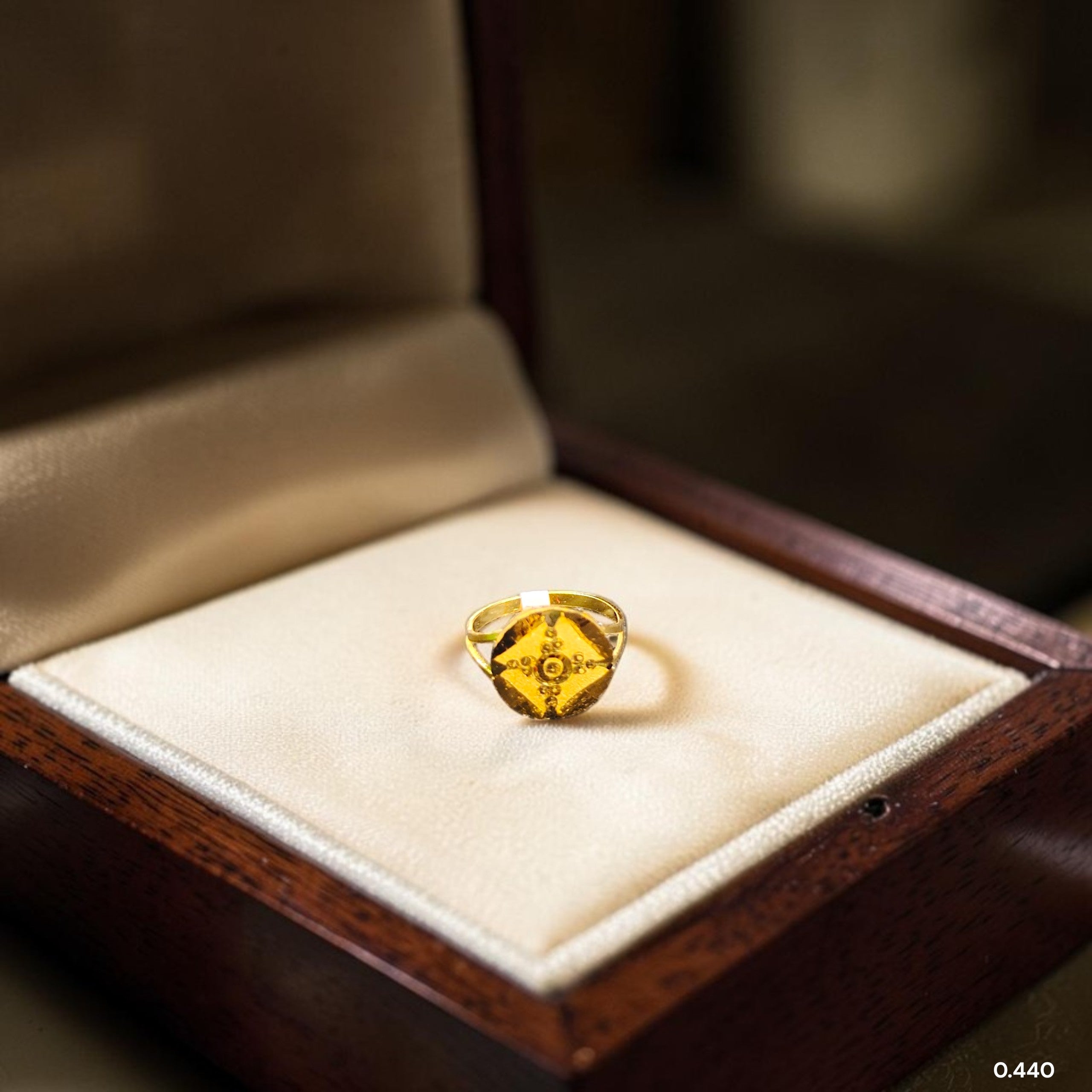 BABY JEWELLERY- TRJ WGT: 0.440 GM APPROX 22KT HUID HALLMARK GOLD BABY FINGER RING 1 PIECE FOR RICE CEREMONY & BIRTHDAY.