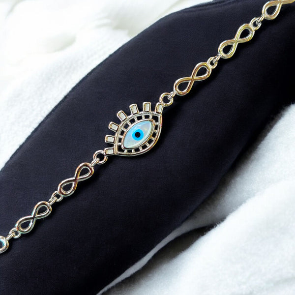 DURGA PUJO OFFER- SILVER WRISTLET- EVIL EYE BANKOK IMPORTED BIS CERTIFIED HALLMARK 925 SILVER BRACELET FOR WOMEN 1 PIECE- (ADJUSTABLE FREE SIZE) GET ANY DESIGN AS PER AVAILABLITY (SOLD ON MRP)