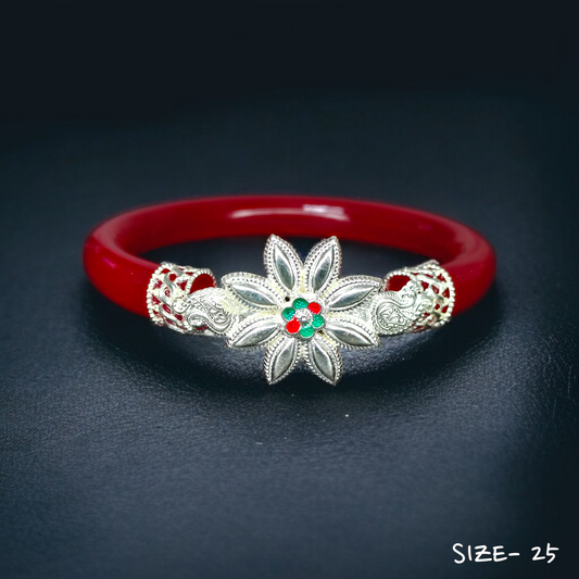 (SSP) (SIZE- 25) 925 ORIGINAL SILVER MUKH POLA BANGLES FOR WOMEN 1 PC - SOLD AS MRP BY RAJLAXMI.