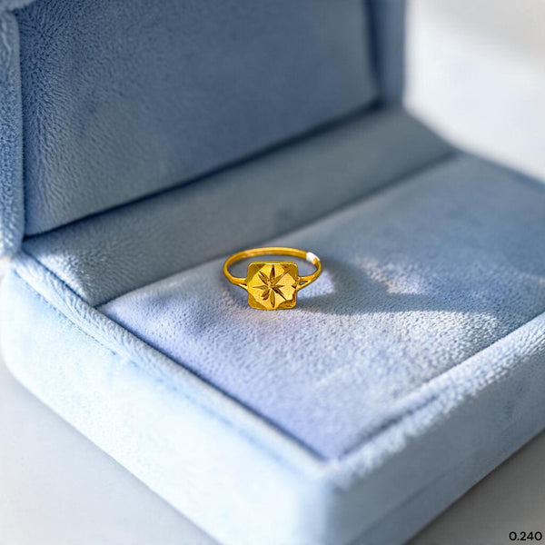 BABY JEWELLERY- TRJ (R8PENQ) (WGT: 0.240 GM APPROX) 375 9KT HUID HALLMARK GOLD BABY FINGER RING 1 PIECE FOR RICE CEREMONY & BIRTHDAY.