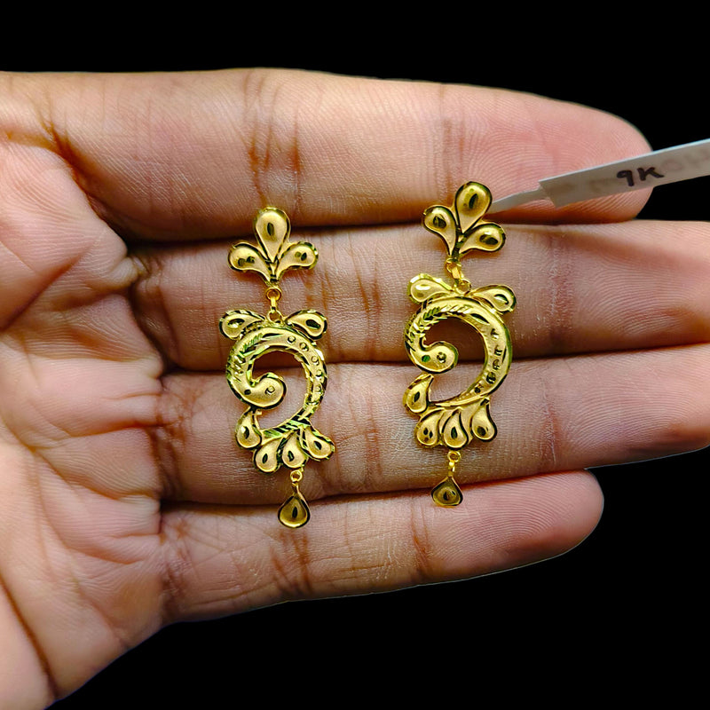 GOLD EARRINGS- (C7QFQR)-(HSJ9U2) (WGT: 1.400 GM APPROX) BIS CERTIFIED HUID HALLMARK 9KT GOLD EARRINGS 1 PAIR FOR WOMEN (BEST FOR GIFT IN MARRIAGE).