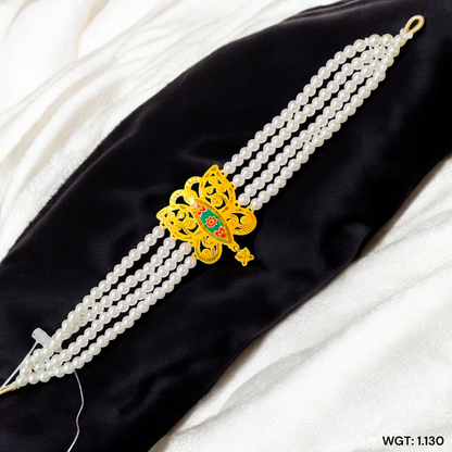 CERTIFIED BIS HUID HALLMARK 916 22KT GOLD MOTI CHOKER 1 PIECE (WGT:1.130 GM) WITH ADJUSTABLE TASSEL FOR GIFT IN MARRIAGE.