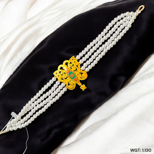 CERTIFIED BIS HUID HALLMARK 916 22KT GOLD MOTI CHOKER 1 PIECE (WGT:1.130 GM) WITH ADJUSTABLE TASSEL FOR GIFT IN MARRIAGE.