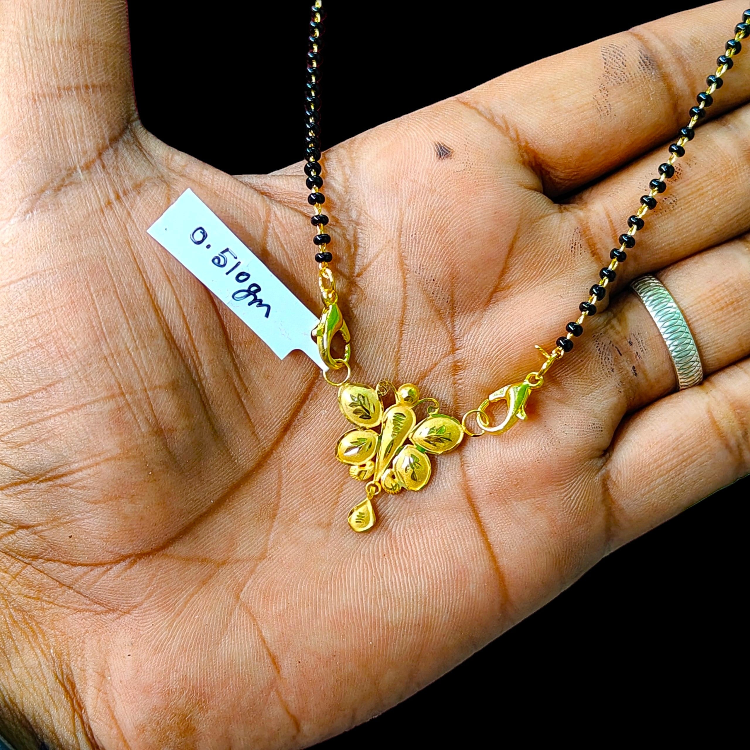 GOLD PENDANT- (WGT: 0.510 GM APPROX) BIS CERTIFIED HUID HALLMARK 375 9KT GOLD PENDANT FOR WOMEN 1 PIECE WITH FREE MANGALSUTRA & TASSEL.