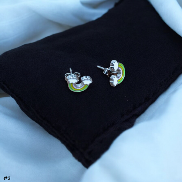 BABY JEWELLERY SILVER STUD - STERLING 925 HALLMARK SILVER STUD EARRINGS FOR WOMEN (1 PAIR) FOR REGULAR WEAR (SOLD ON MRP).