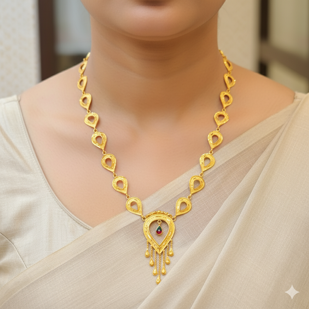 (GCN22) BIS CERTIFIED HUID HALLMARK 916 22KT GOLD NECKLACE CHOKER (APPROX WGT: 4.500 GM) 1 PIECE FOR WOMEN.